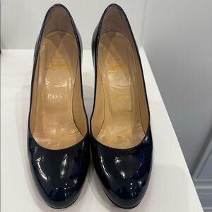 Christian Louboutin Black Patent Round Toe Pump